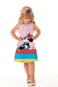 Vestido Infantil Minnie Colorido Dia a Dia